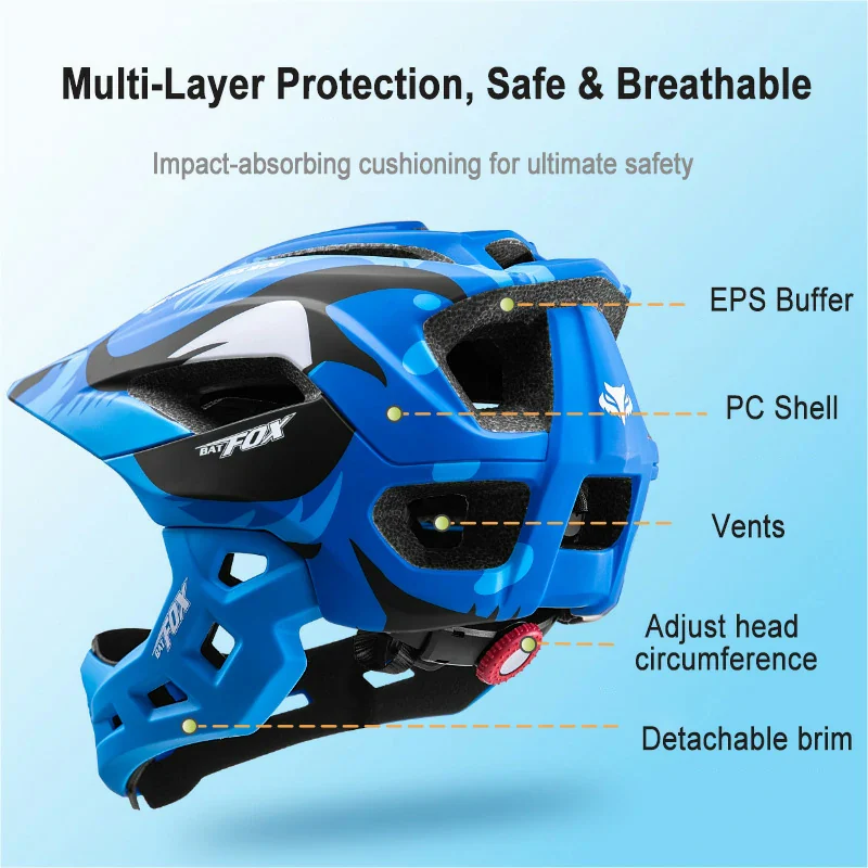 BATFOX Kids Sports Helmet | Full-face Heamets,Suitable for Bicycles and Skateboards - Image 4