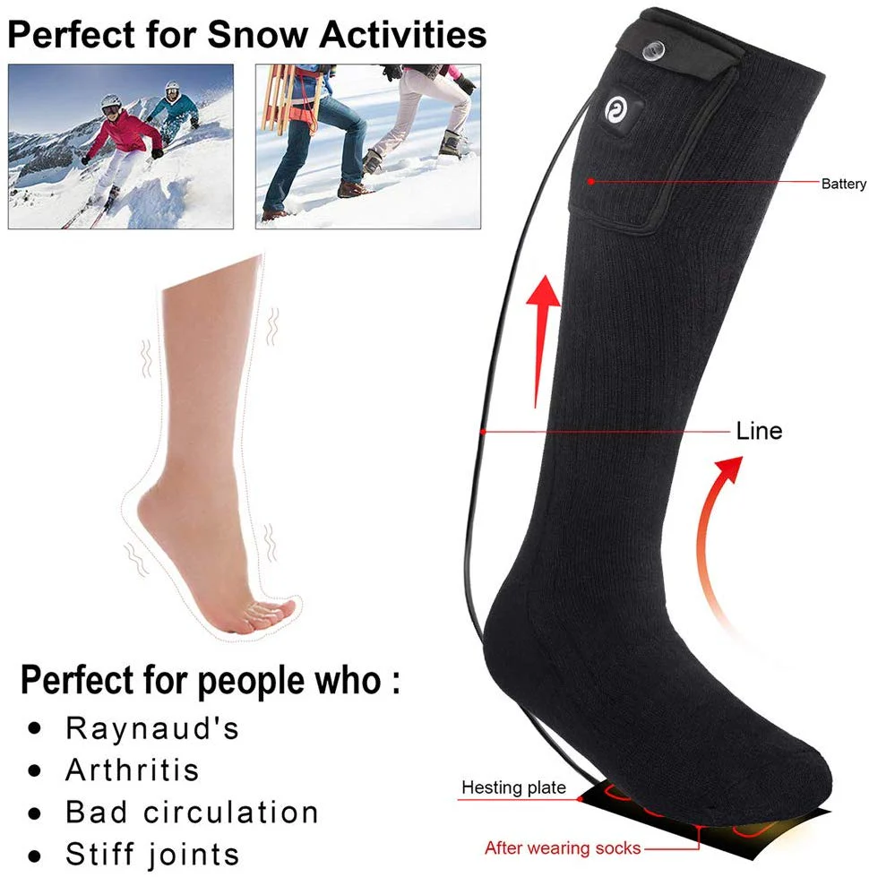 Savior Heated Socks | 7.4V Battery Unisex Foot Warmer Heated Ski Socks Black - Image 4