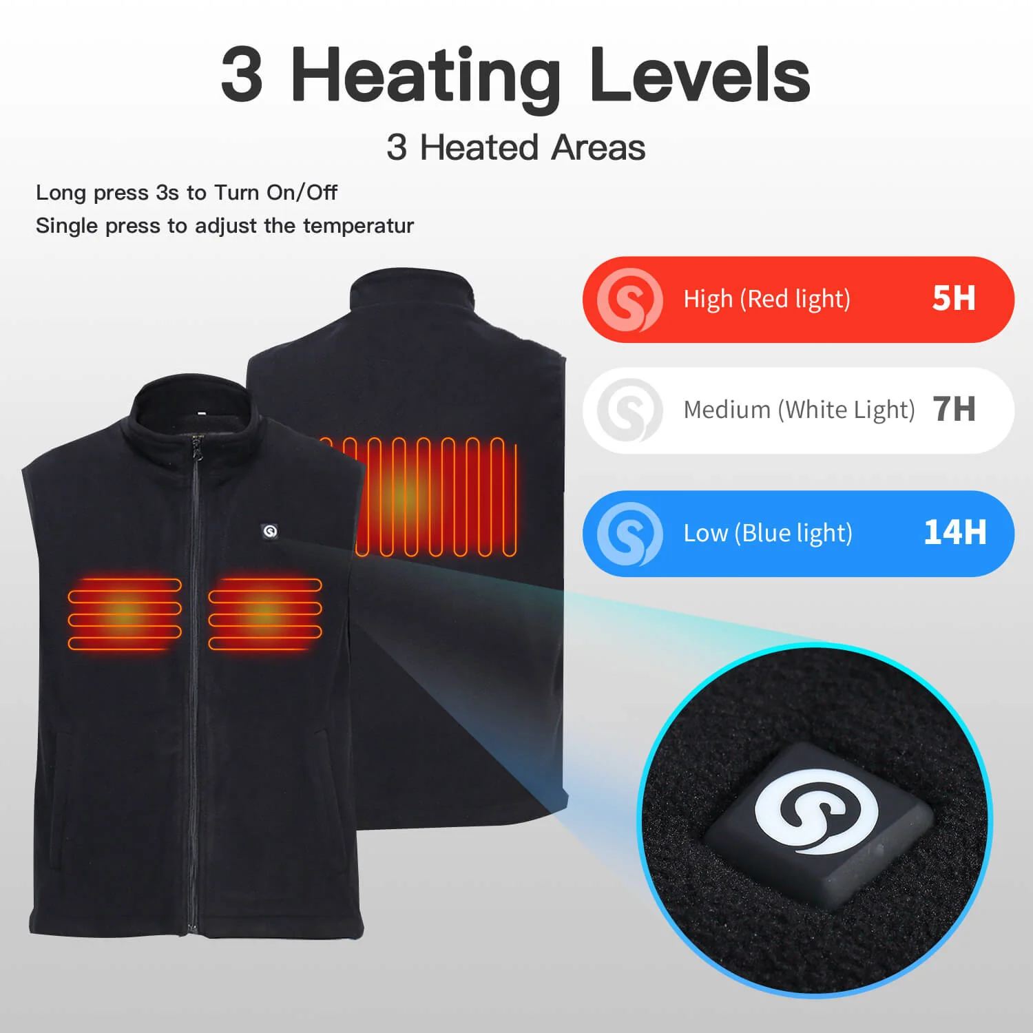 Heated Vest for Men Women | 7.4V 5200mAh Battery Lightweight Electric Warming Vest | Keepwarming - Image 5