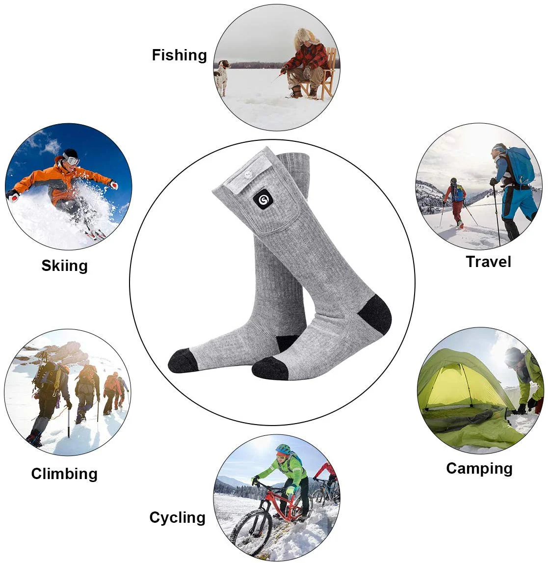 Savior Heated Socks | 7.4V Rechargeable Battery Operated Heated Socks Gray - Image 7