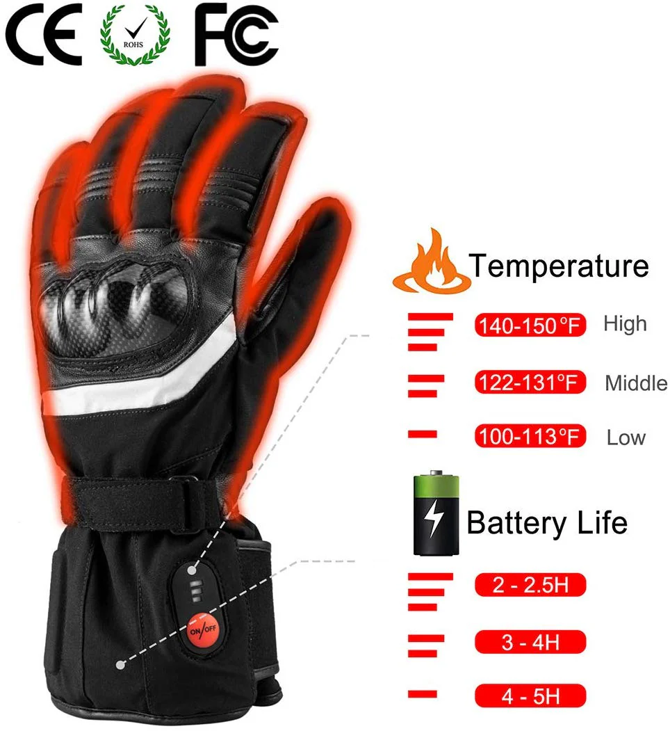 Savior Electric Heated Motorcycle Gloves | Leather Winter Heated Ski Gloves - Image 7