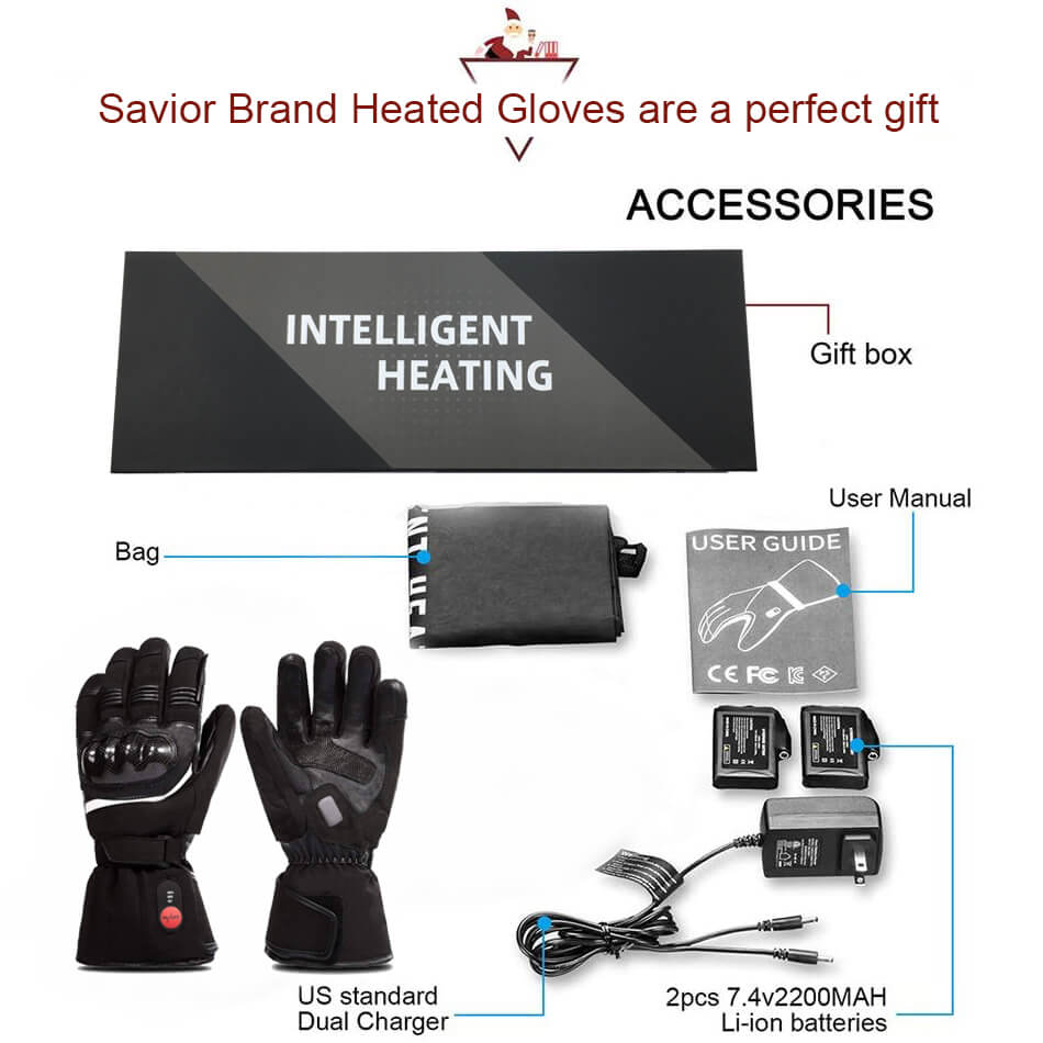 Savior Electric Heated Motorcycle Gloves | Leather Winter Heated Ski Gloves - Image 9