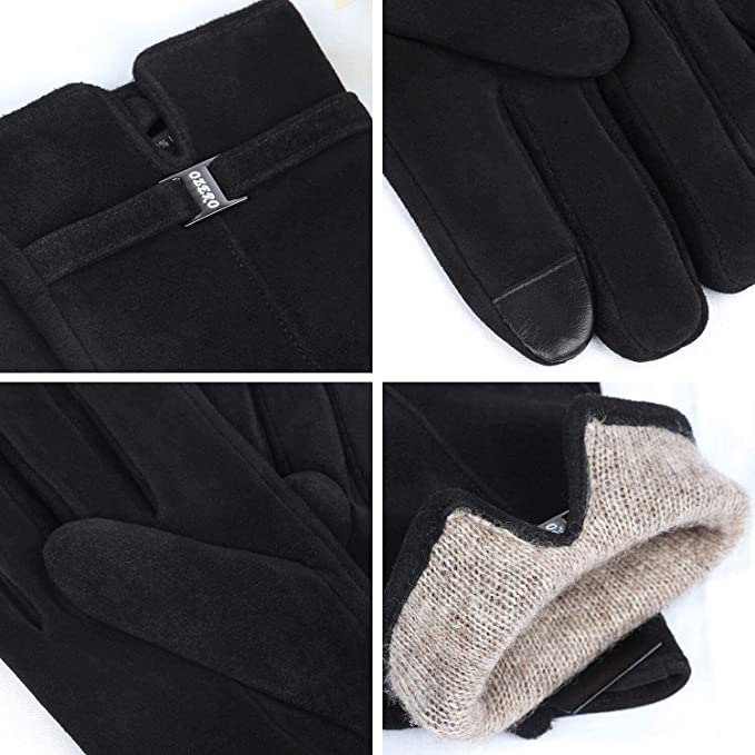 Ozero Deerskin Suede Women Leather Gloves with Warm Cashmere Lining | Winter Touchscreen Gloves - Image 7