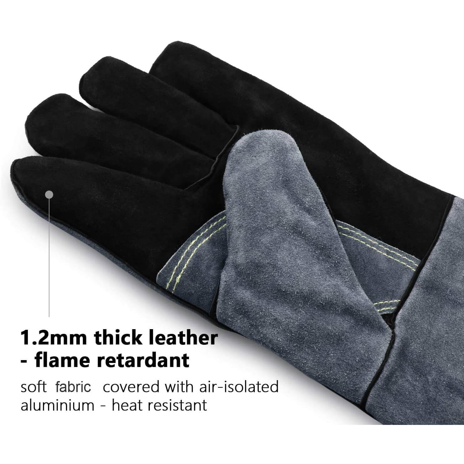 Ozero Leather Welding Heat Resistant Gloves | Welding BBQ Heat Proof Gloves - Image 4
