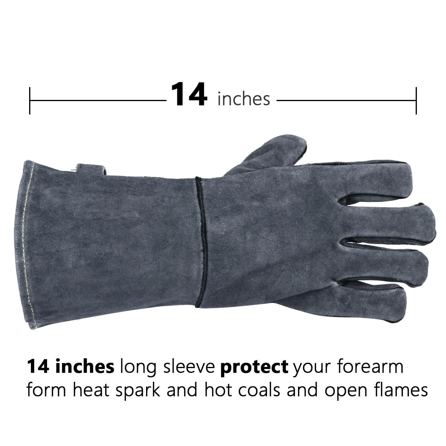 Ozero Leather Welding Heat Resistant Gloves | Welding BBQ Heat Proof Gloves - Image 6