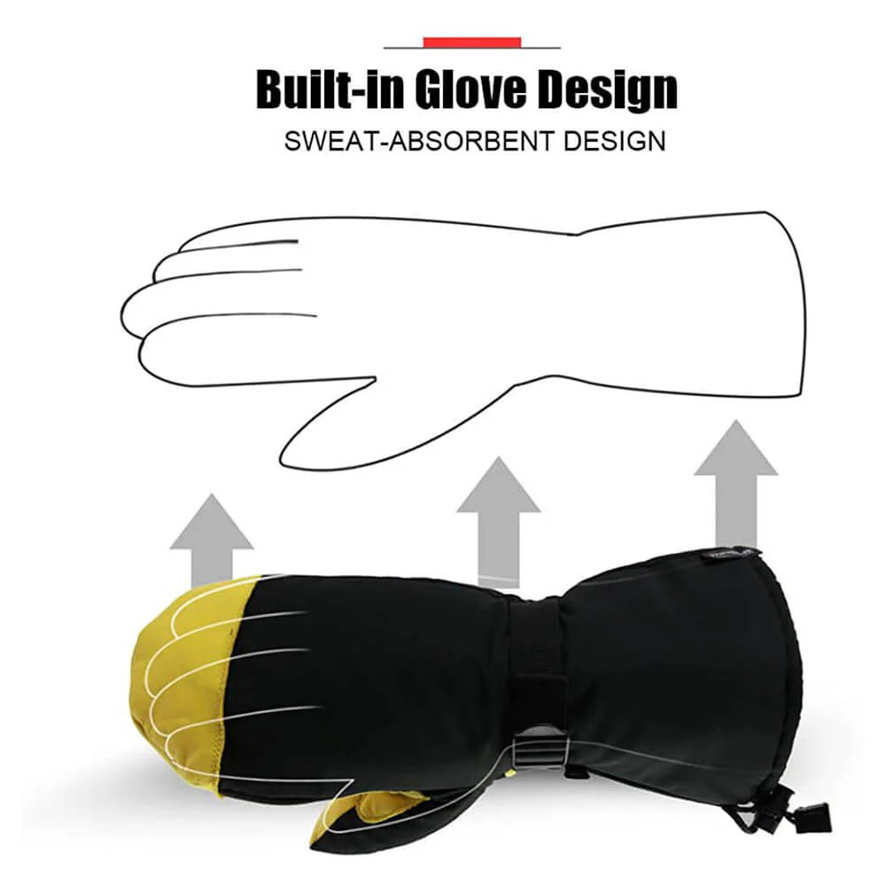 OZERO Leather Warm Mittens | 3M Insulated Thermal For Snowboarding Mittens - Image 3