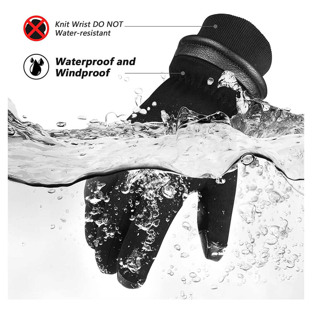 OZERO Waterproof Suede Winter Gloves | Touch Screen Leather Gloves With Velvet Lining - Image 3