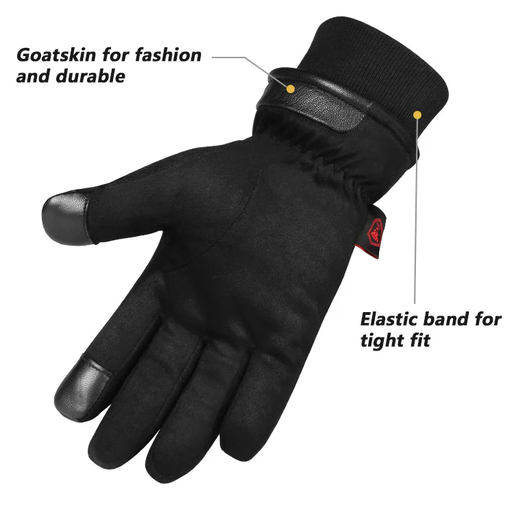 OZERO Waterproof Suede Winter Gloves | Touch Screen Leather Gloves With Velvet Lining - Image 6