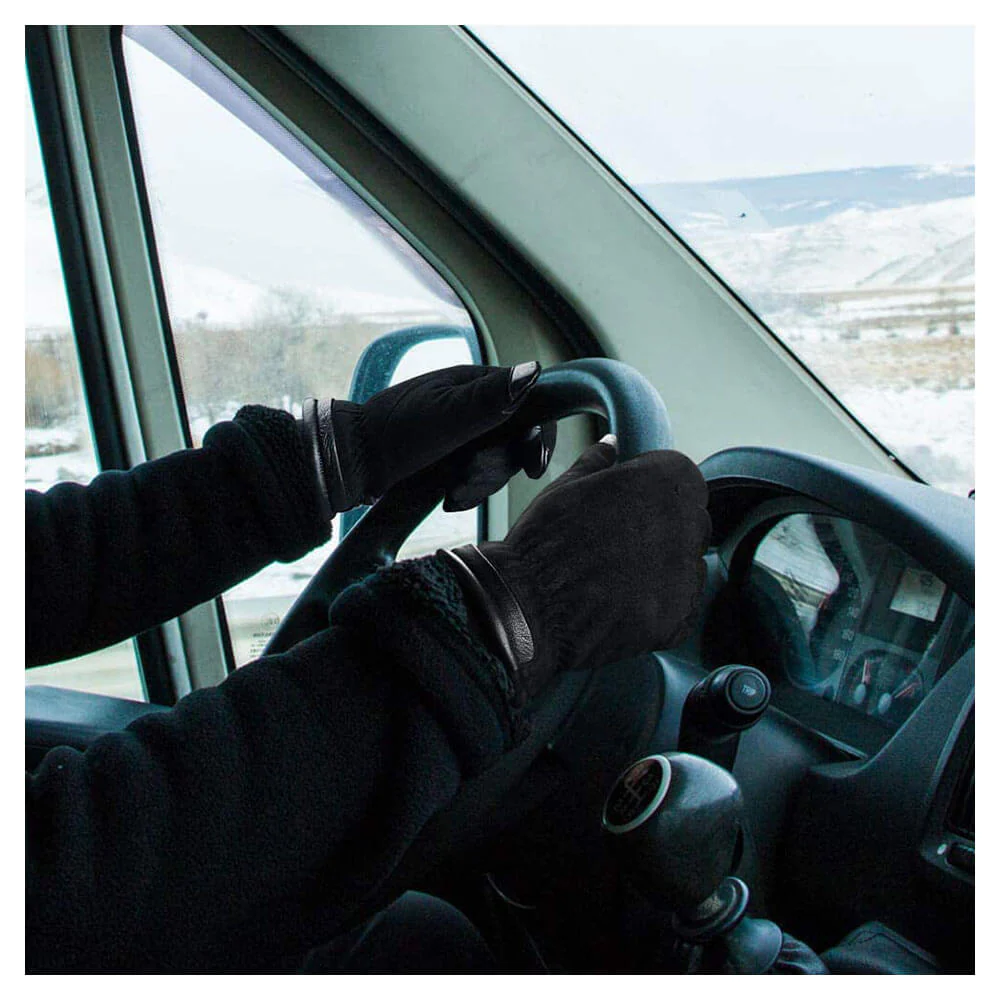 OZERO Waterproof Suede Winter Gloves | Touch Screen Leather Gloves With Velvet Lining - Image 7