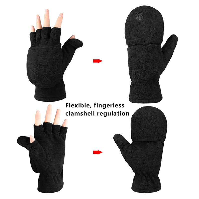 OZERO Fleece Fingerless Winter Gloves | 3M Thinsulate Thermal Convertible Mittens - Image 5