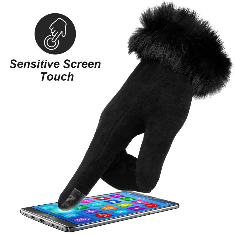 OZERO Women Touch Screen Leather Gloves | Winter Deerskin Gloves - Image 4