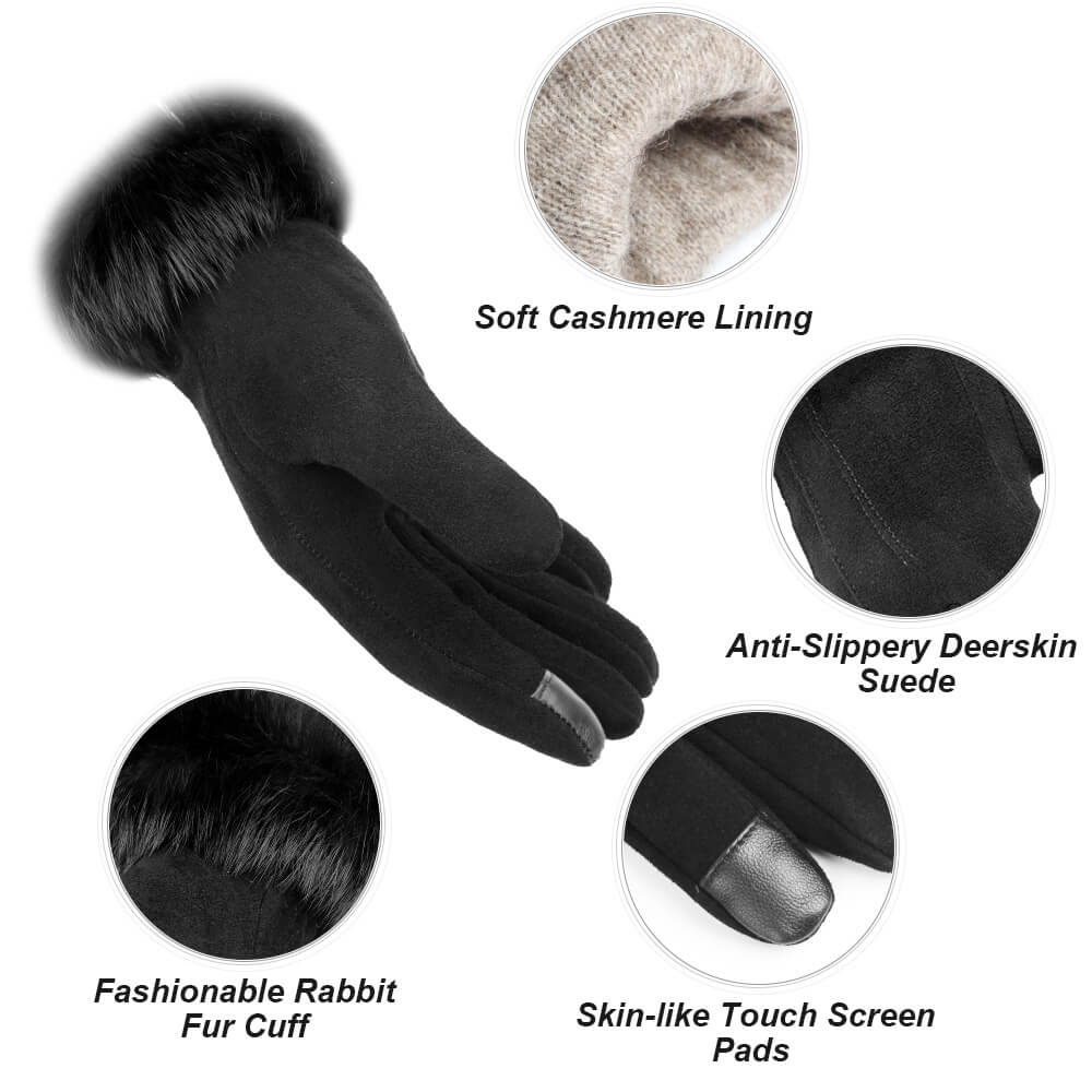 OZERO Women Touch Screen Leather Gloves | Winter Deerskin Gloves - Image 7