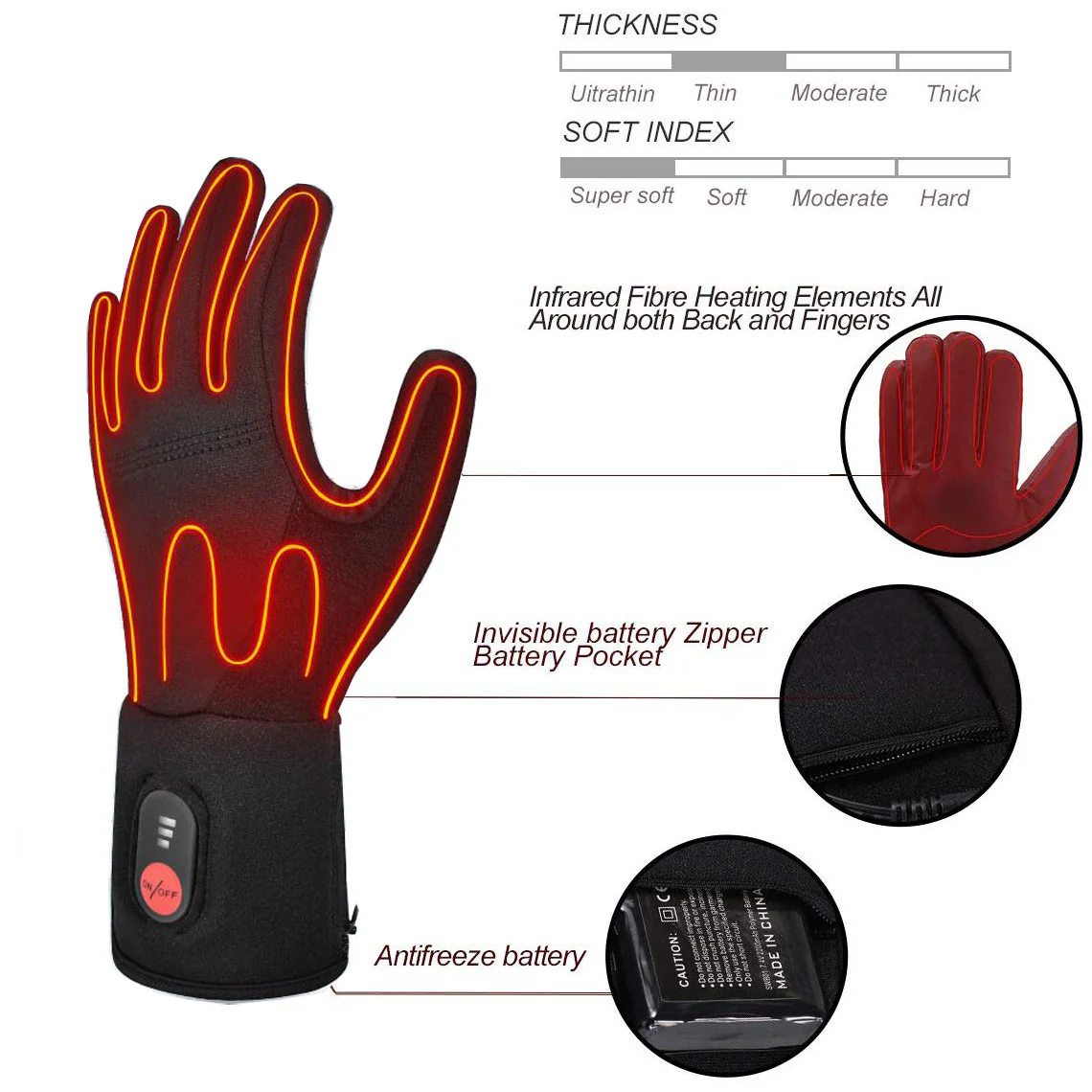 Savior Thin Heated Gloves Liners For Men And Women | Light Weight Heated Gloves For Winter Sport - Image 6