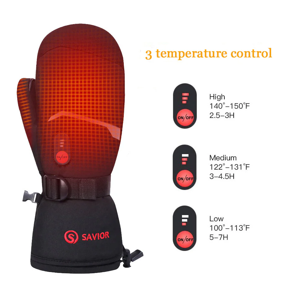 Savior Electric Heated Mittens | Thick 7.4V Rechargeable Warming Mittens For Skiing - Image 5