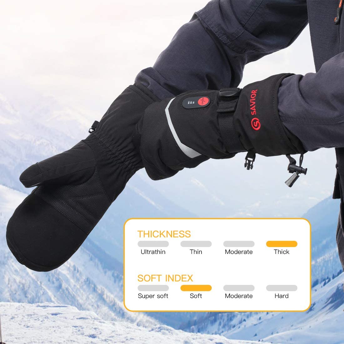 Savior Electric Heated Mittens | Thick 7.4V Rechargeable Warming Mittens For Skiing - Image 6