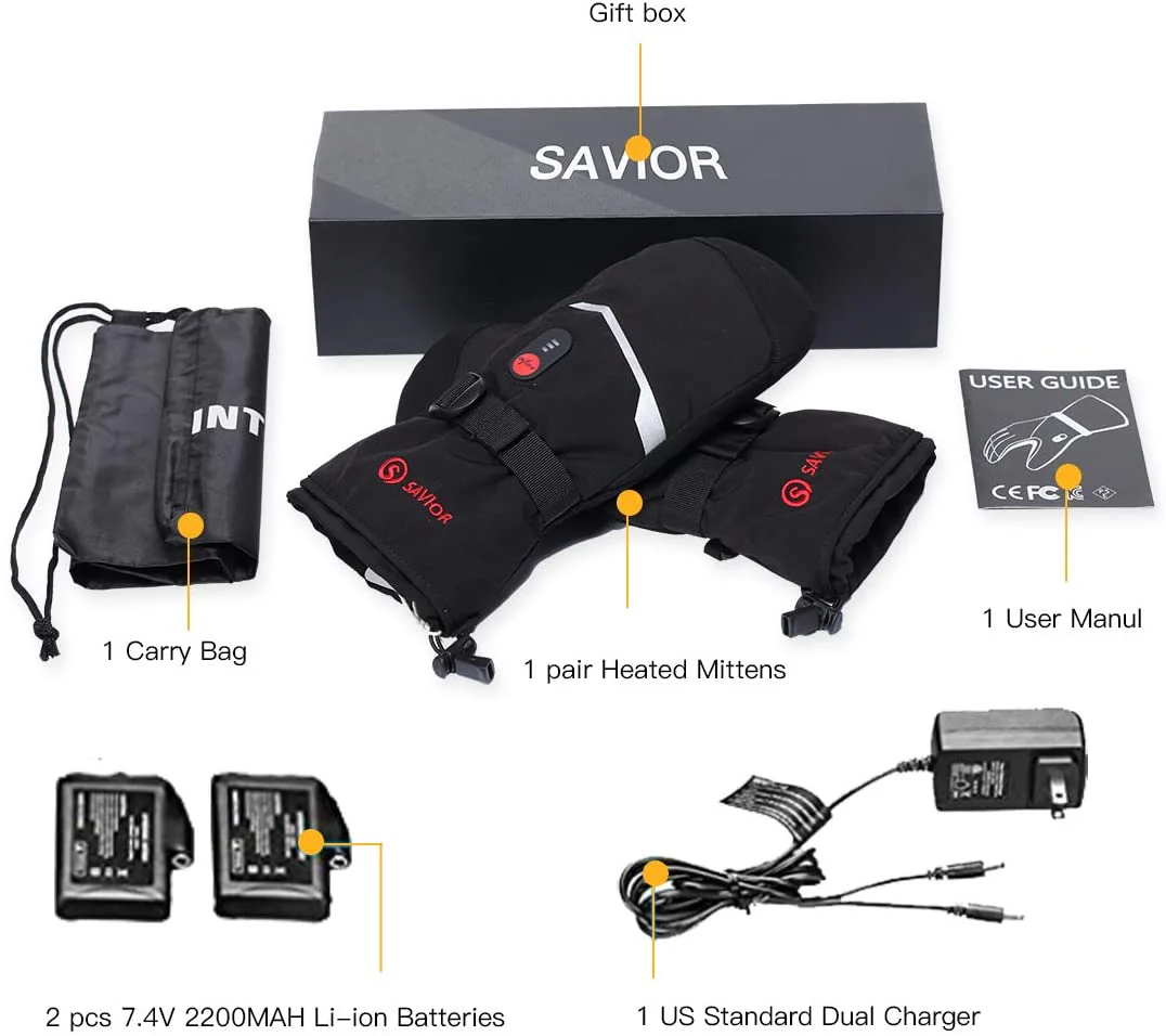 Savior Electric Heated Mittens | Thick 7.4V Rechargeable Warming Mittens For Skiing - Image 8